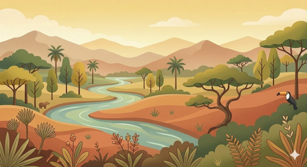 ilustração da natureza inspirada em Krenak