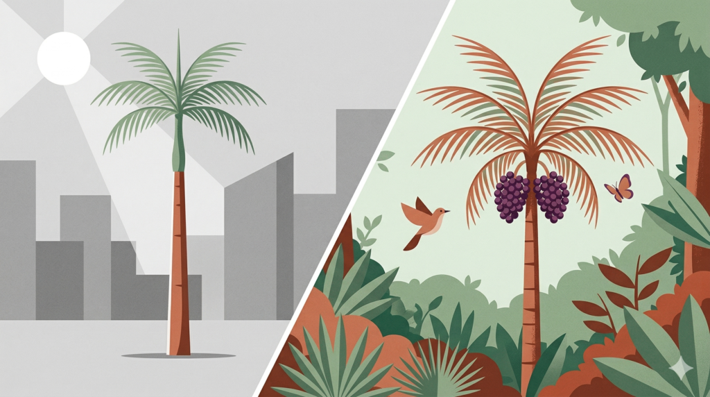 Troque a Palmeira-imperial (exótica) pela nossa Palmeira-juçara